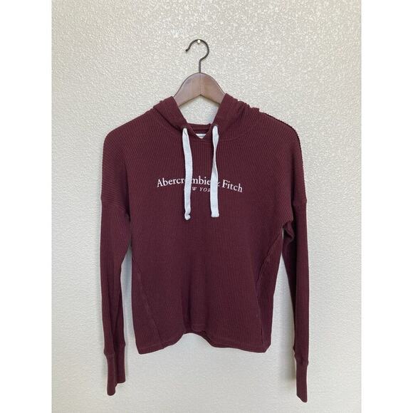 Abercrombie & Fitch Tops - NWOT Abercrombie and Fitch maroon thermal hoodie size Small long sleeve casual